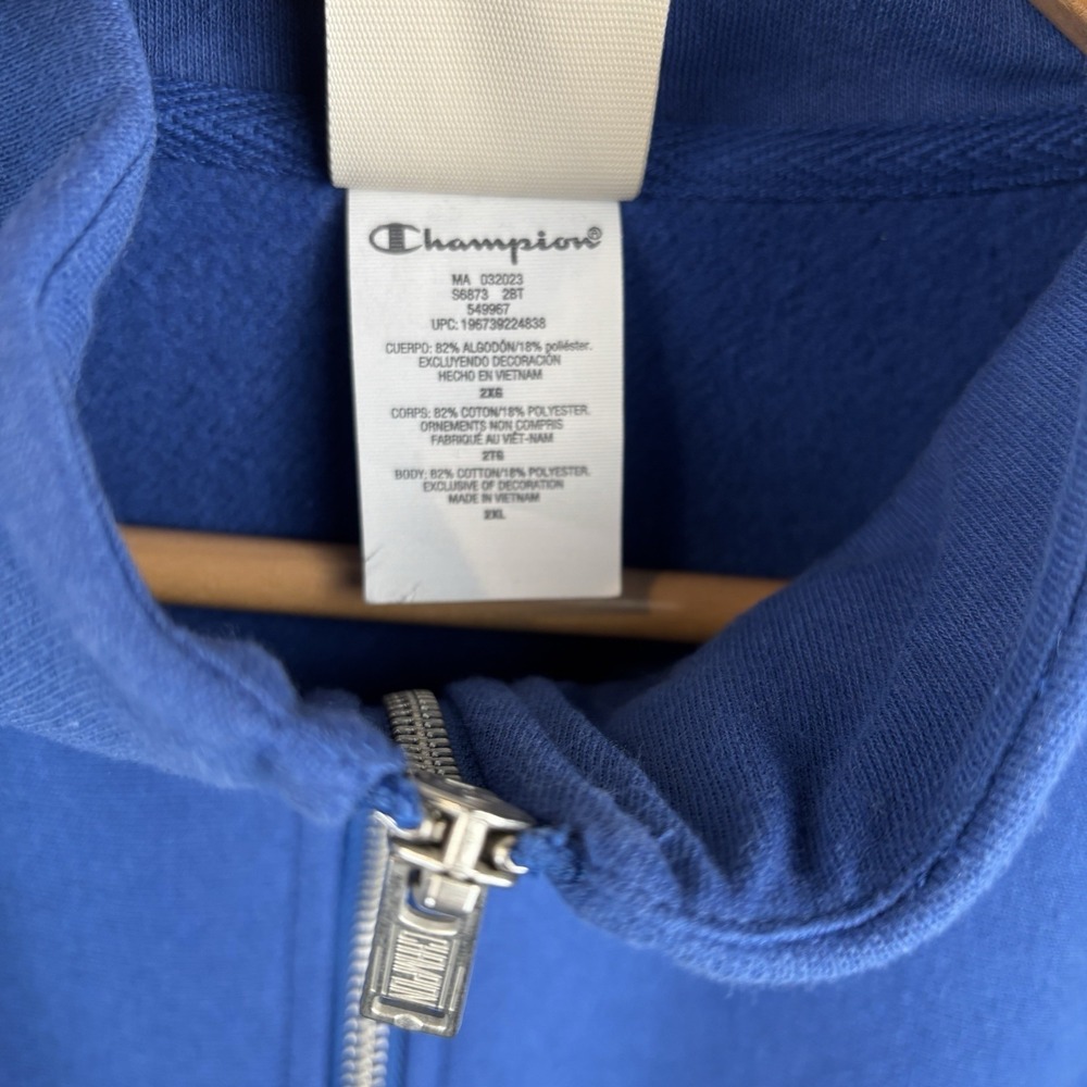 Champion Reverse Weave Sweatshirt Mens 2XL Blue 1/4 Zip Pullover *RARE* - Picture 4 of 8